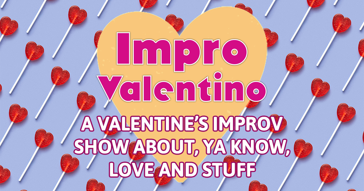 banner for Impro Valentino showing class name and photo of peole improvising