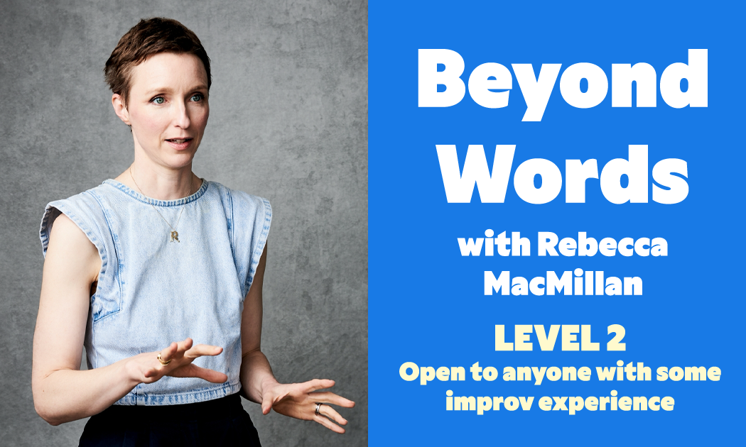 banner for Beyond Words - with Rebecca Macmillan showing class name and people improvising