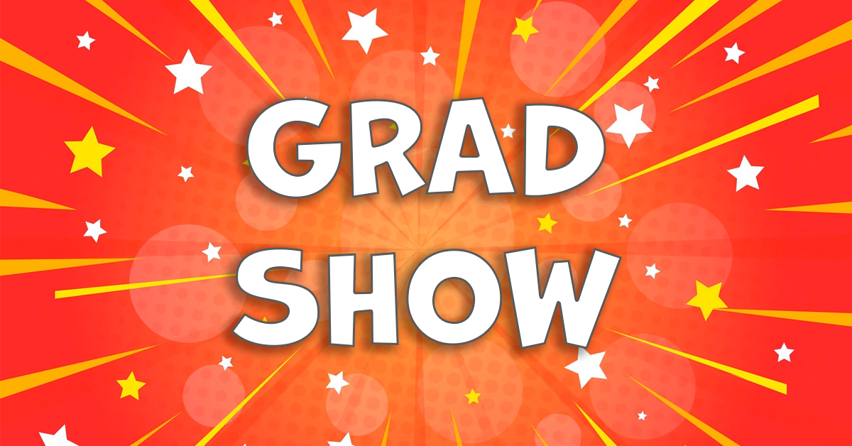 banner for Intro to Improv Comedy Grad Show showing class name and people improvising