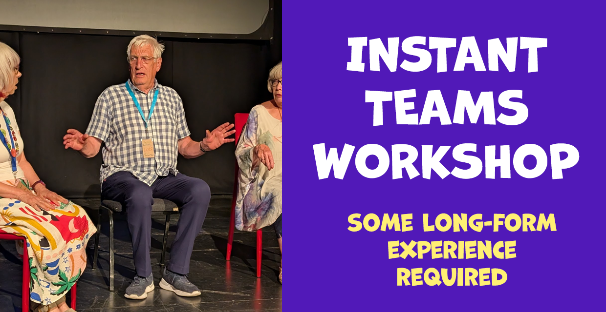 banner for Instant Teams Workshop showing class name and people improvising