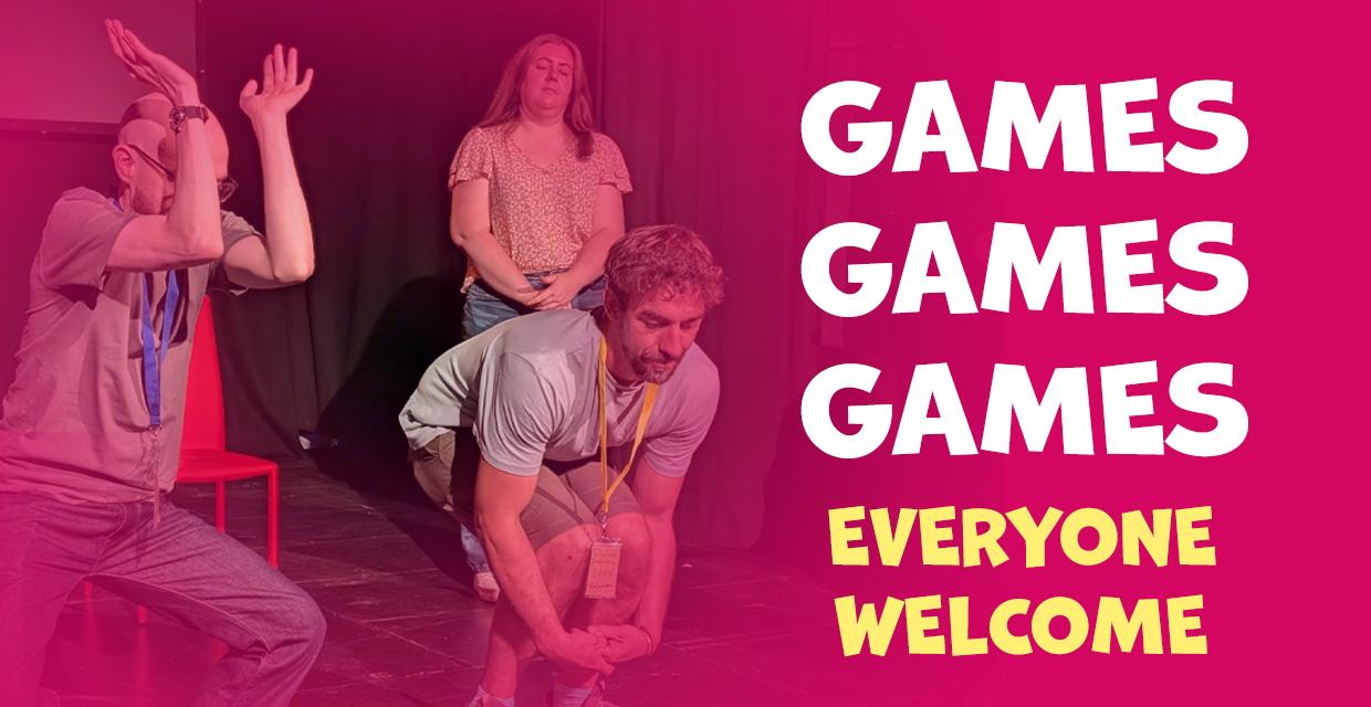 banner for Games Games Games! showing class name and people improvising