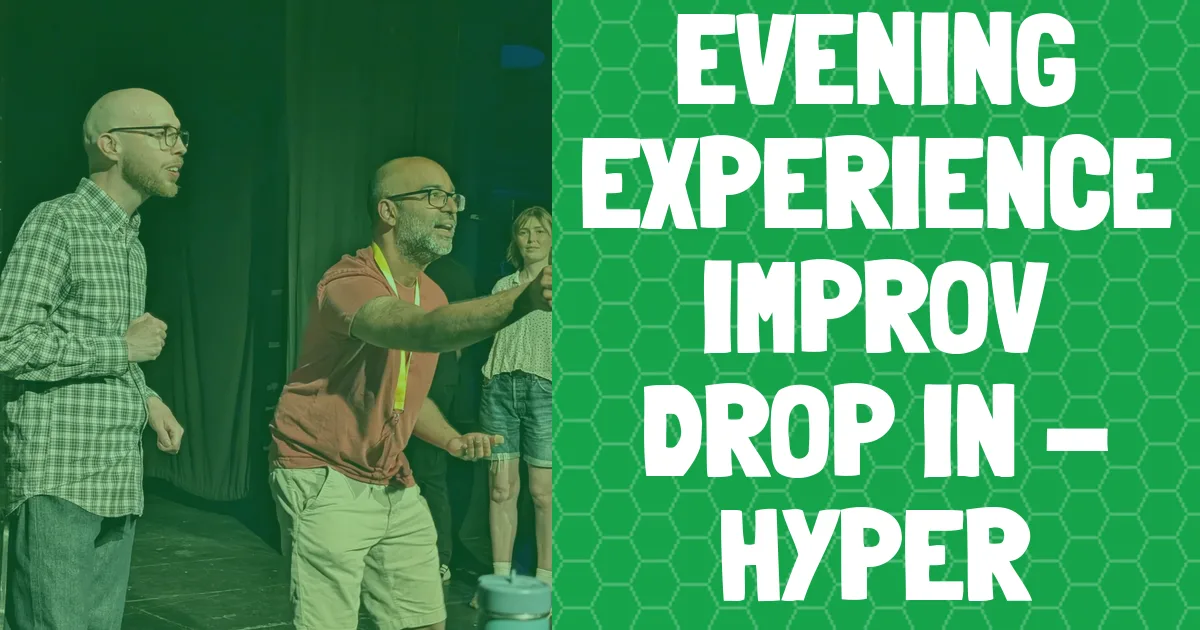 banner for Advanced Improv Drop in - Hyper listening showing class name and people improvising