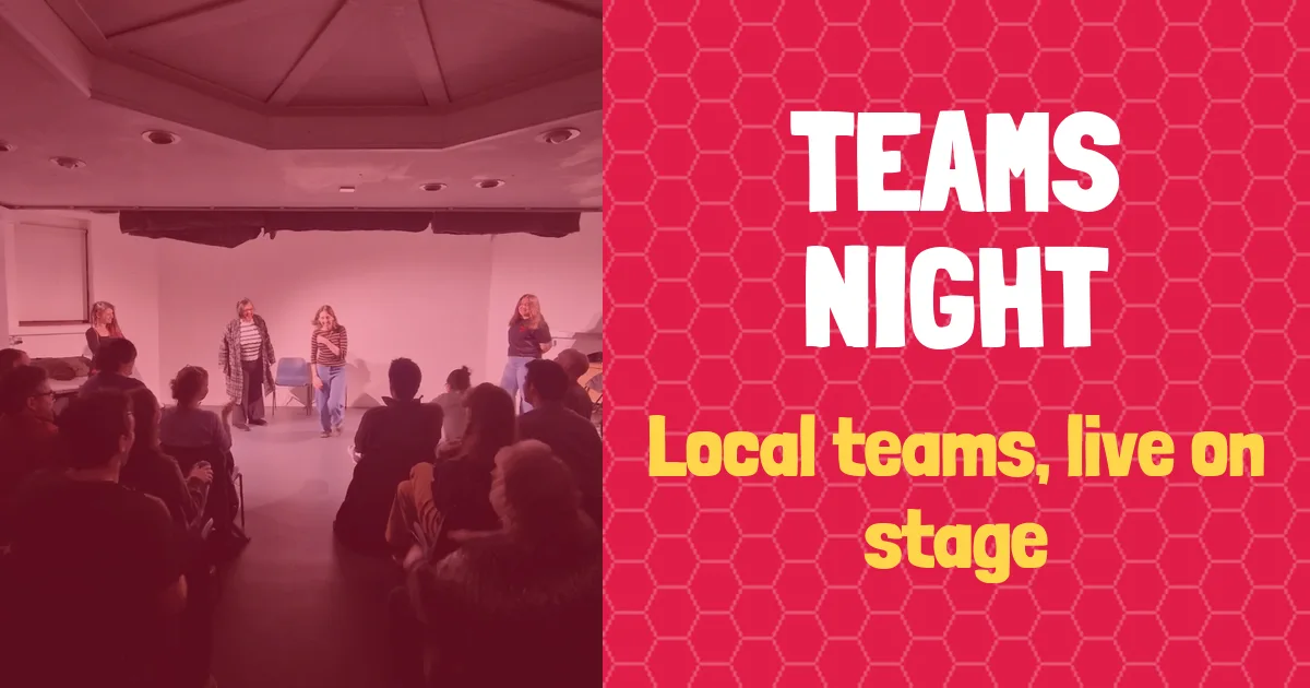 banner for Teams Night showing class name and people improvising