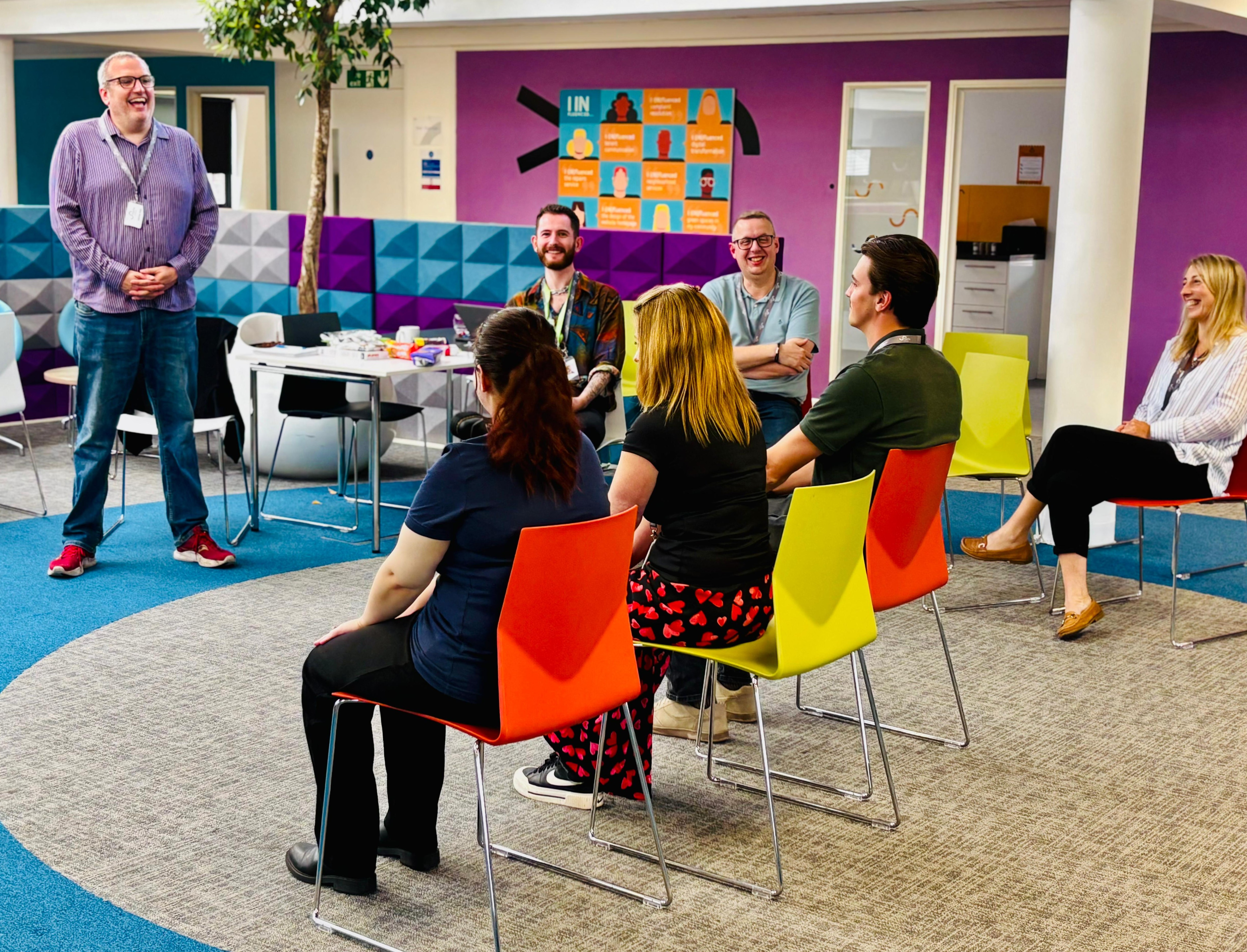 Chris facilitating a corporate improv workshop