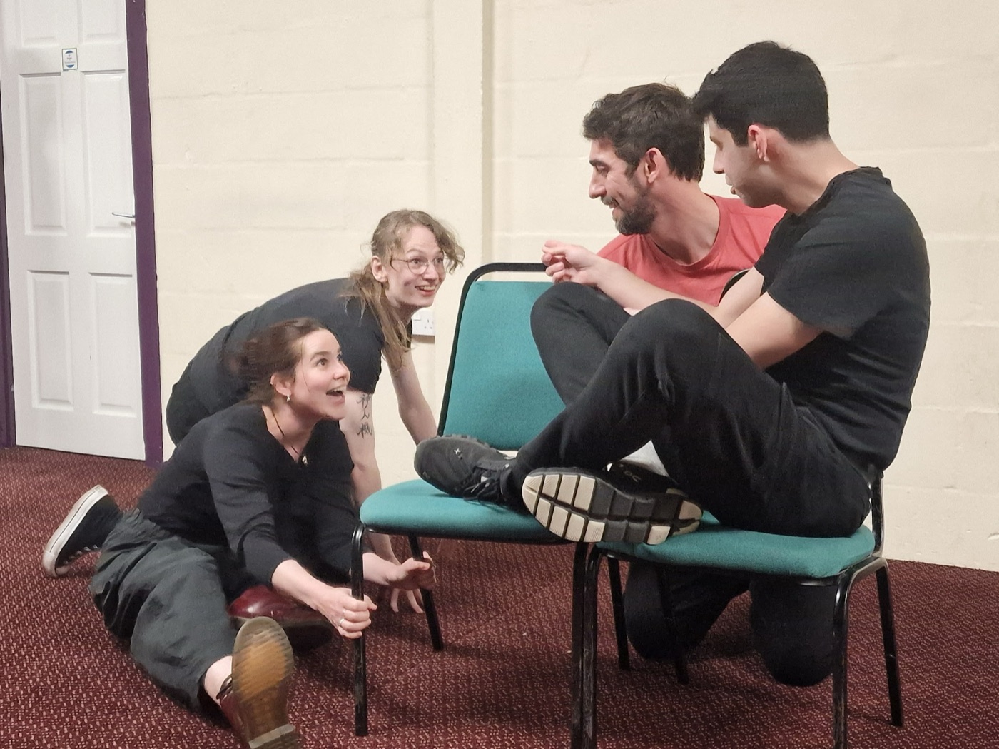A group of Dogface improvisers performing together